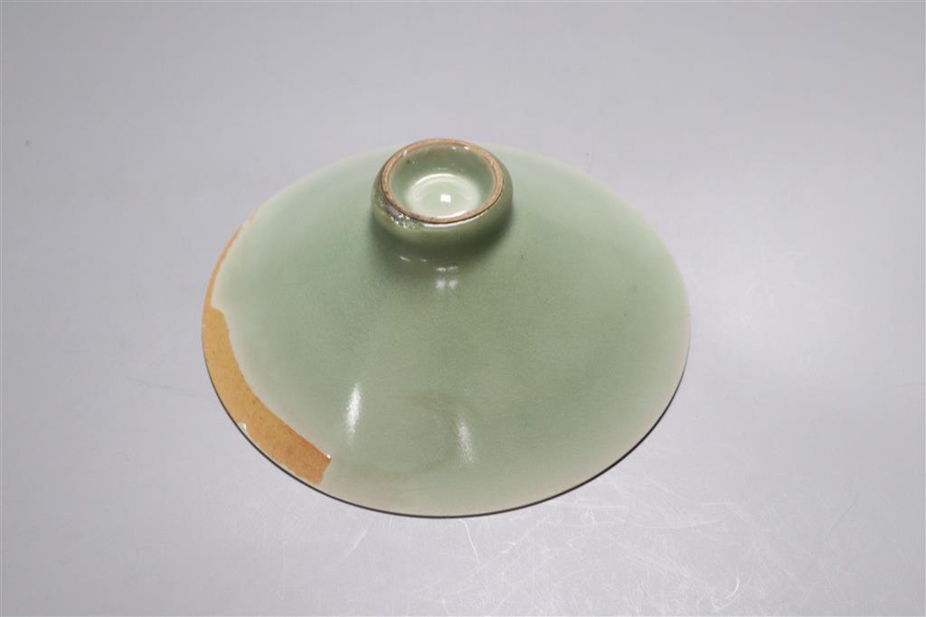 A Chinese celadon stem dish, 15.5cm